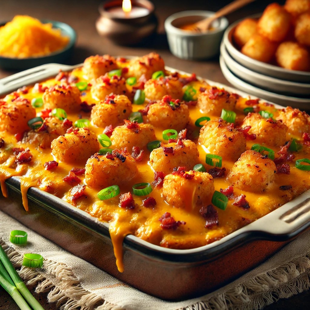 Loaded Tater Tot Casserole—a comforting, cheesy, and satisfying dish perfect for any cozy&nbsp;night.