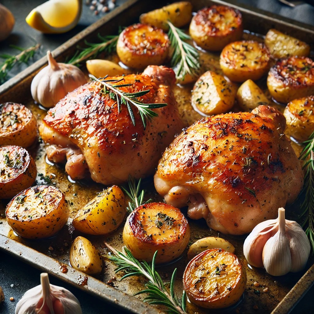 Garlic and Herb Roasted Chicken Thighs with&nbsp;Potatoes