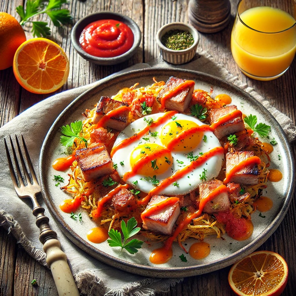 Ultimate Brunch Recipe: Pork and Egg Hash with Citrus-Tomato&nbsp;Sauce